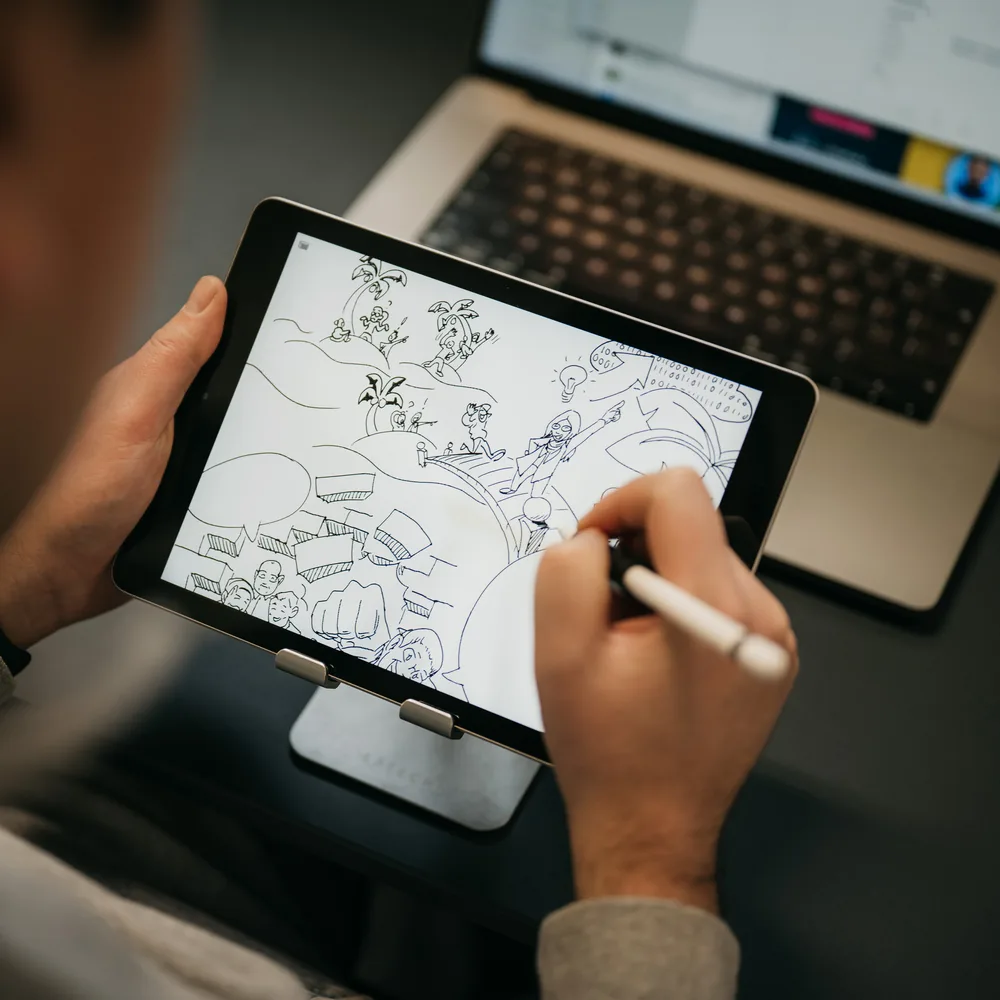 Schetsen op de iPad voor een nieuw concept